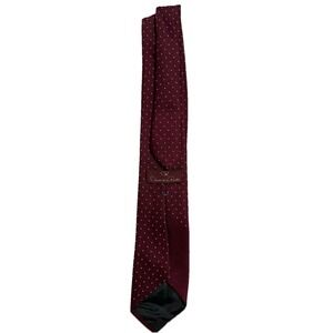 Oscar De La Renta | Neck Tie | Spellout Name Logo Polka Dot Burgundy |Silk Blend